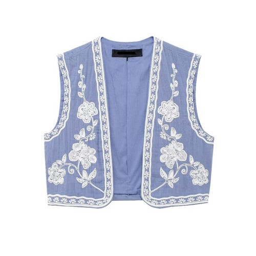 Pink Ripple, embroidered flower cardigan vest, SV6988
