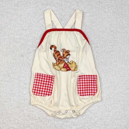 Yawoo Garments, Yellow straps bear baby boys pocket romper, SR1704