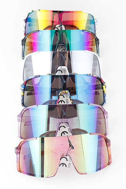 3AM, Multi Print Polycarbonate Shield Sunglasses, W3571