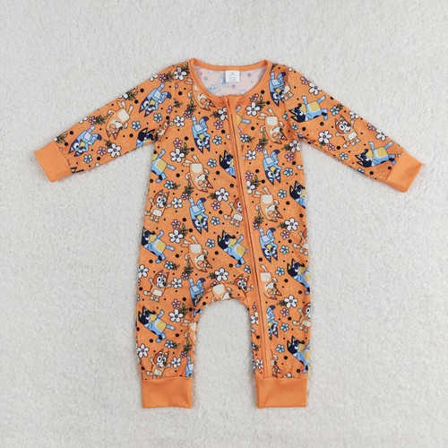 Yawoo Garments, Long sleeves floral dog baby girls zipper romper, LR0982
