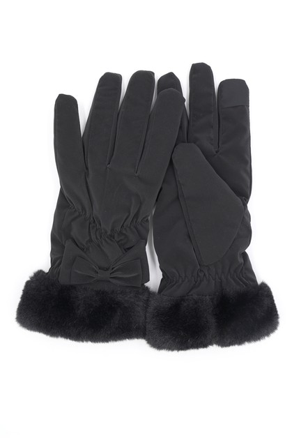 FAME ACCESSORIES, Bow Fleece Trim Winter Gloves, MG0076-SP