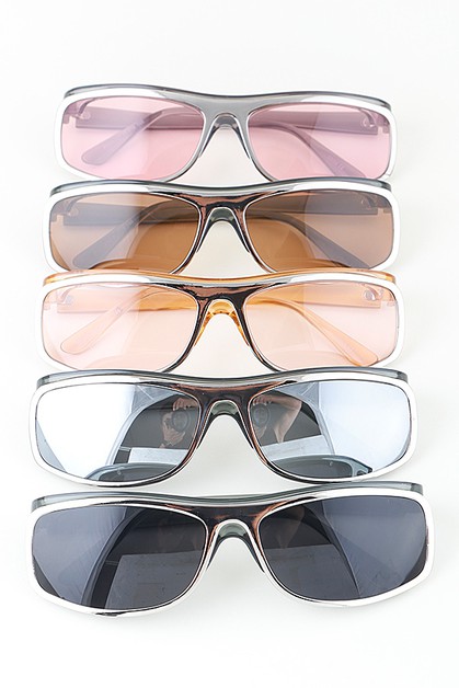 3AM, Bright Metal Rim Wave Sunglasses, POP0280