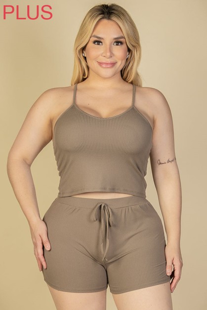 Up Clothing, Plus Size Cami Top and Shorts Set, USS-456X----------