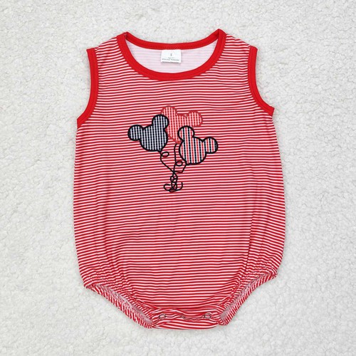 Yawoo Garments, Sleeveless stripe mouse baby boy summer romper, SR1844