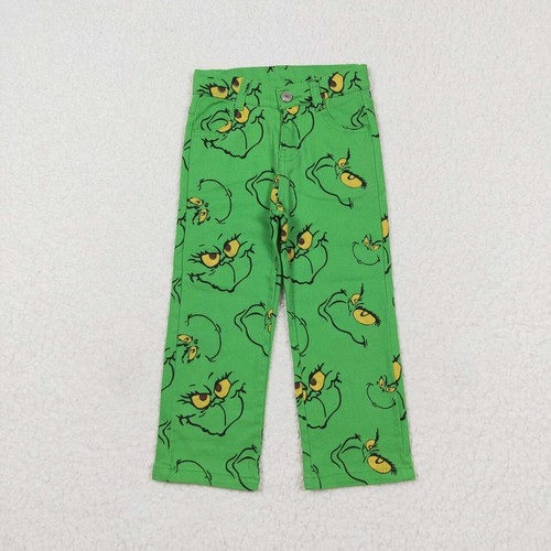 Yawoo Garments, Green face kids boys Christmas denim pants, P0485