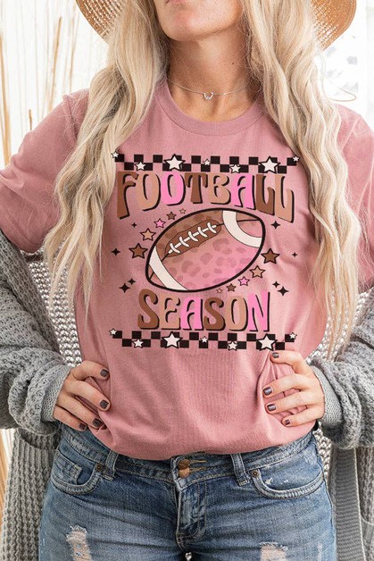 CALI BOUTIQUE, Gameday Pink Brown Foootball Season Graphic Tee, 177225ss