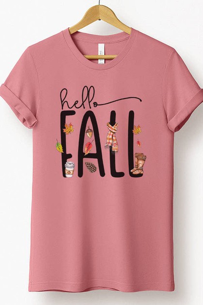 CALI BOUTIQUE, Fall Clothing Hello Fall Doodles Graphic Tee, 54121ss