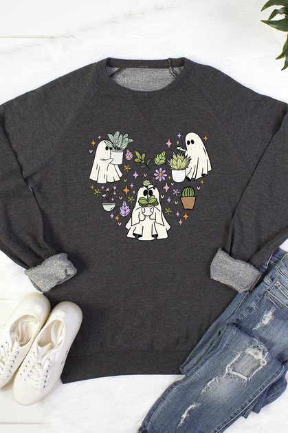 BELLA CLOSET, Ghost Plant Lover Halloween Graphic Sweatshirts, RT901P-E2501