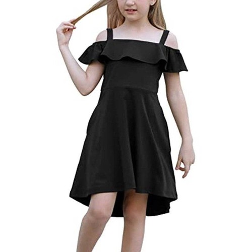 Loprit, Chic Solid Color Short Sleeve Dress for Girls, ZT-6125053