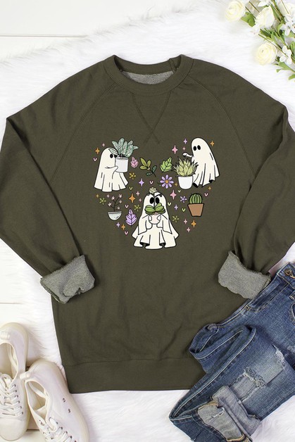 COLOR BEAR, Ghost Plant Lover Halloween Graphic Sweatshirts, RT901P-E2501