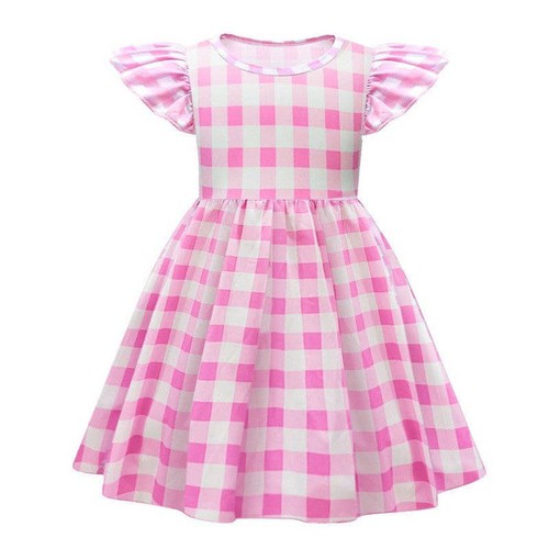 Loprit, Barbie Pink Plaid Princess Movie Dress, ZT-6125028