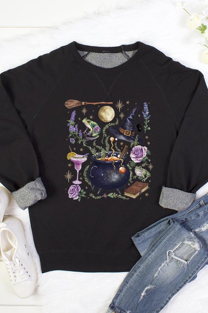 BELLA CLOSET, Halloween Witch Collage Graphic Sweatshirts, RT901P-E2502
