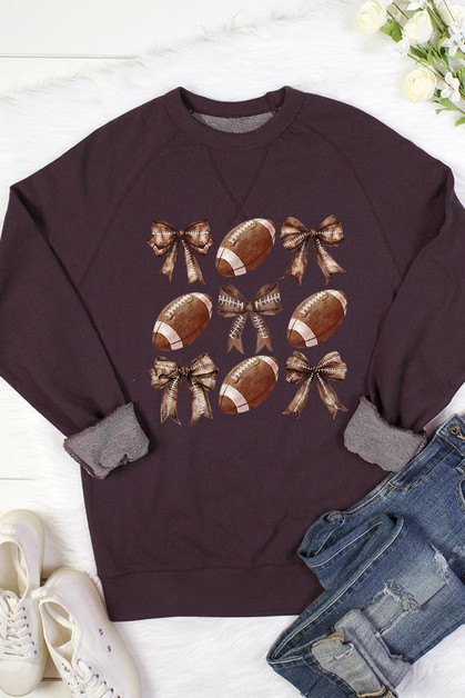 COLOR BEAR, Coquette Football Bow Graphic Sweatshirts, RT901P-E2503