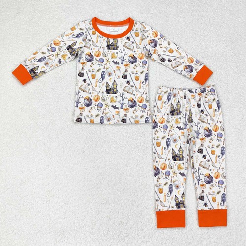 Yawoo Garments, Long sleeves pumpkin ghost bat boys Halloween pajamas, BLP0460