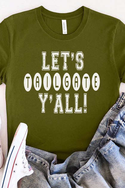 CALI BOUTIQUE, Fall Clothing Graphic Tee Let`s Tailgate Y`all Top, TailgateYallSS