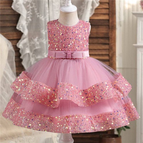 Loprit, Shimmering Sequin Butterfly and Pearl Kids` Dress, ZT-6124970
