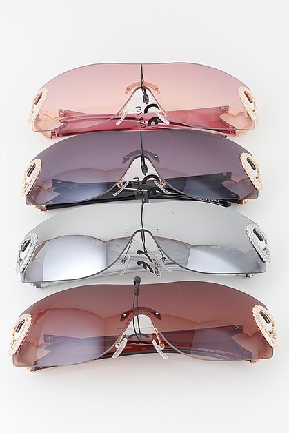 3AM, Interlinked Hearts Curved Shield Sunglasses, SA950