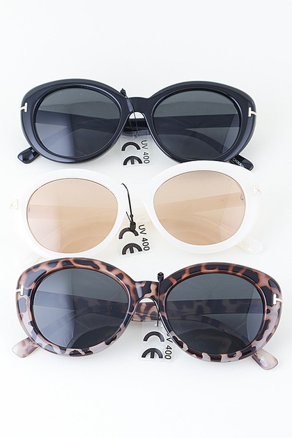 3AM, Straight T Decal Round Sunglasses, SA956