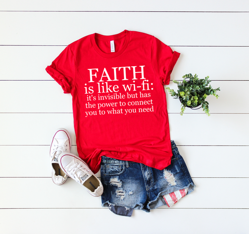 MidWest Tees, Faith Is Like Wifi White Print, FaithIsLikeWifiWhite