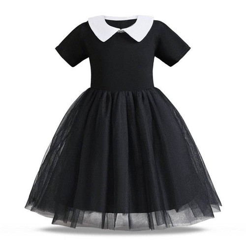 Loprit, Chic Black Puff Sleeve Dress for Girls, ZT-6125031