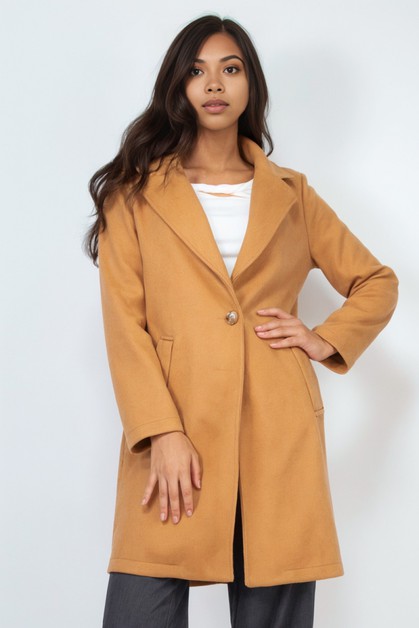 I LOVE S&S, Notch One Button Solid Coat, IJ99398