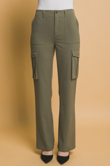 I LOVE S&S, Full Length Cargo Pants With Side Patch Pockets, 6949PN