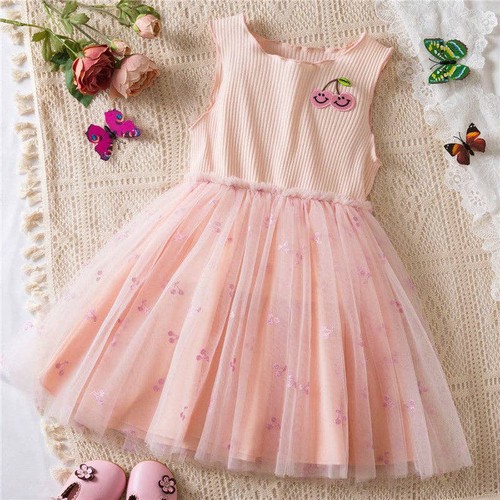 Loprit, Mesh Floral Print Sleeveless Vest Dress for Girls, ZT-6124963