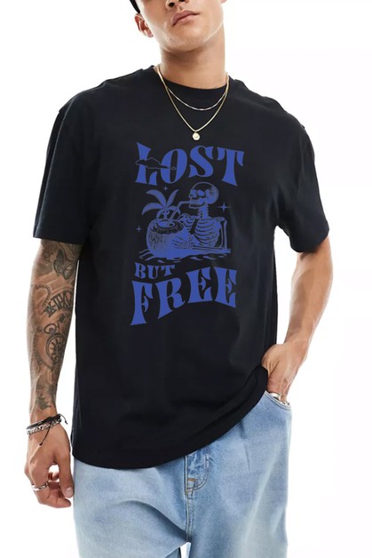 NoBrand, LOST BUT FREE GRAPHIC PLUS MENS TEE, DOT-L4384PL