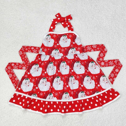 Yawoo Garments, Santa snowflake ruffle baby girl Christmas halter dress, GSD1345