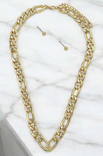 ANDREA BIJOUX, Flat Chain Link Necklace Set, A28-25-MN4241