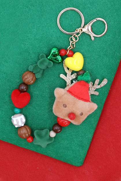 FAME ACCESSORIES, Beaded Rudolf Christmas Key Chain, MK1012-SP