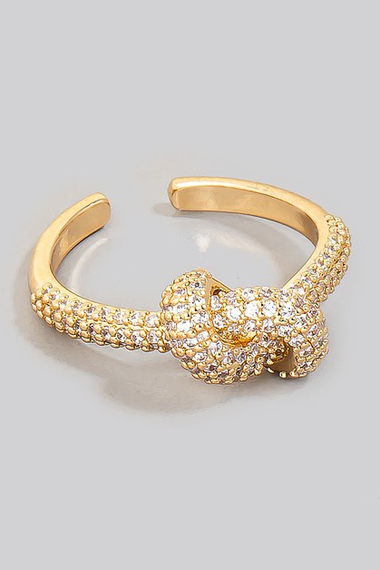 FAME ACCESSORIES, Cz Pave Knot Open Band Ring, ERA347