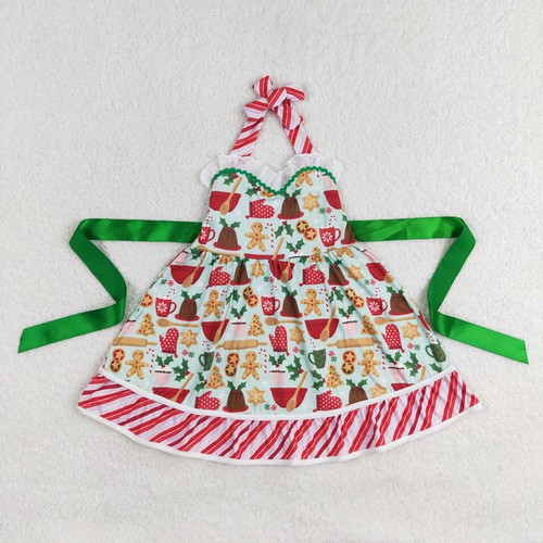 Yawoo Garments, Gingerbread Christmas tree cake kids girls halter dress, GSD1344