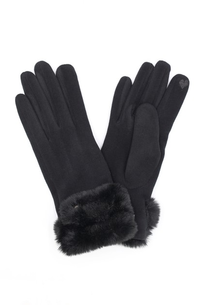 FAME ACCESSORIES, Faux Fur Cuff Smart Touch Gloves, MG0077-SP