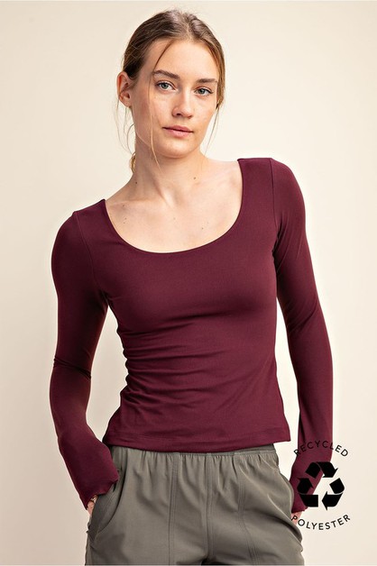 Sunday Morning, PLUS  ROUND NECK LONG SLEEVE RECYCLED BUTTER TOP, T6799PL37