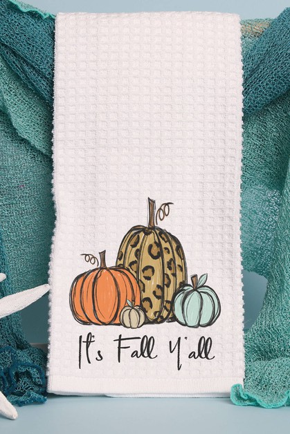 CALI BOUTIQUE, It`s Fall Y`all 4 Pumpkins Graphic Waffle Weave Towel, 52821t