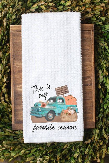 CALI BOUTIQUE, This is my Favorite Season Pumpkin Truck Waffle Weave Towel, 57121t