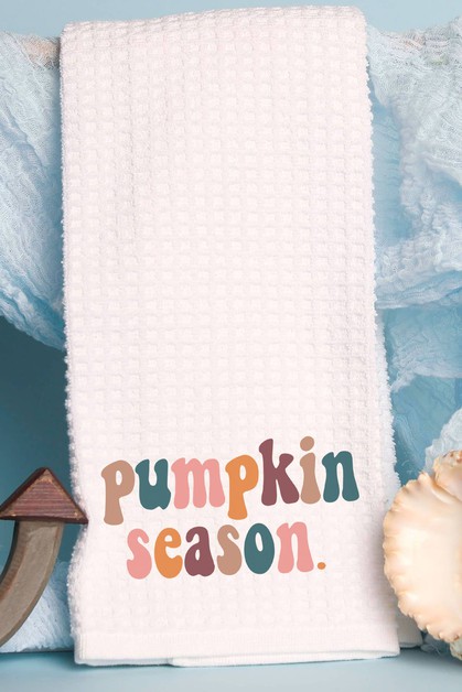 CALI BOUTIQUE, Colorful Pumpkin Season Words Fall Autumn Waffle Weave Towel, 61121t