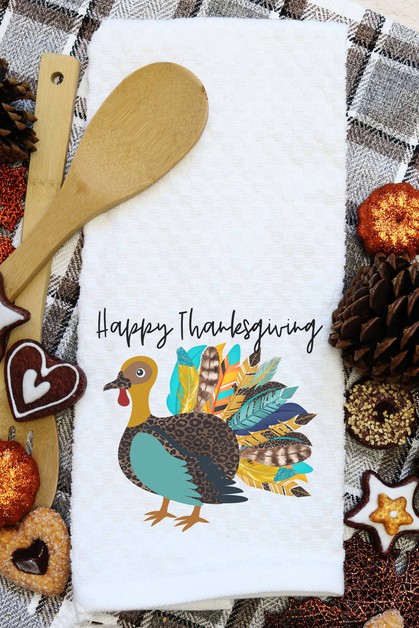 CALI BOUTIQUE, Happy Thanksgiving Colorful Turkey Fall Graphic Towel, 53921t