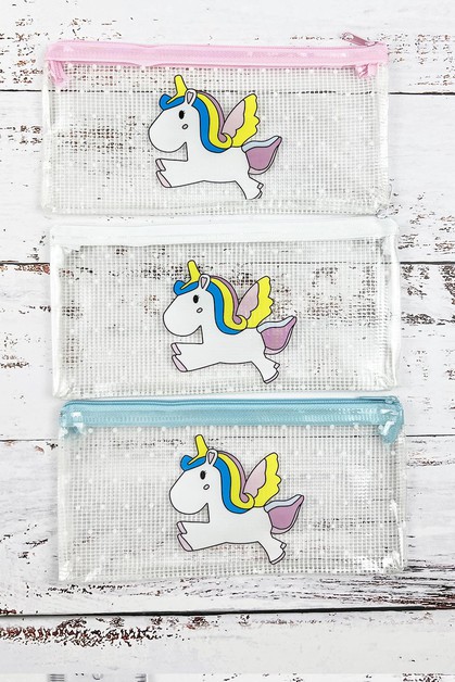 JHP Collection, RECTANGLE UNICORN TRANSPARENT PENCIL CASE, MSBG121029