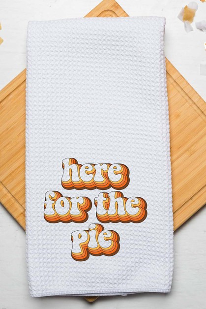 CALI BOUTIQUE, Here For the Pie Thanksgiving Fall Waffle Weave Towel, 54421t