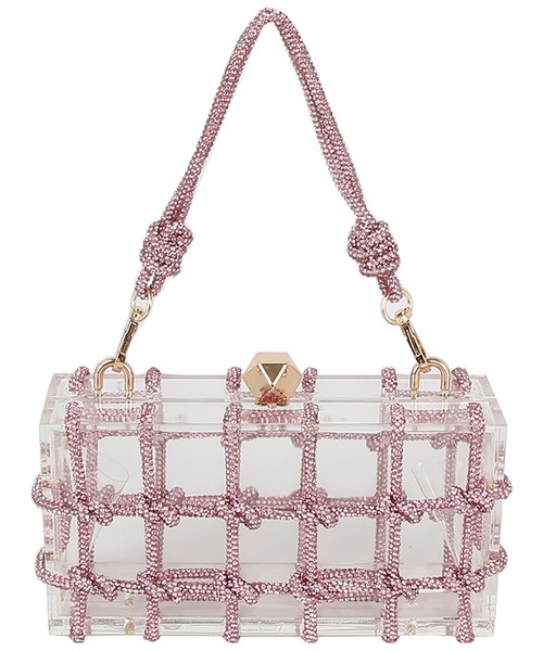 Princess Purse, Clear Acrylic Rope Straw Evening Bag Boxy Bag, LGZ076