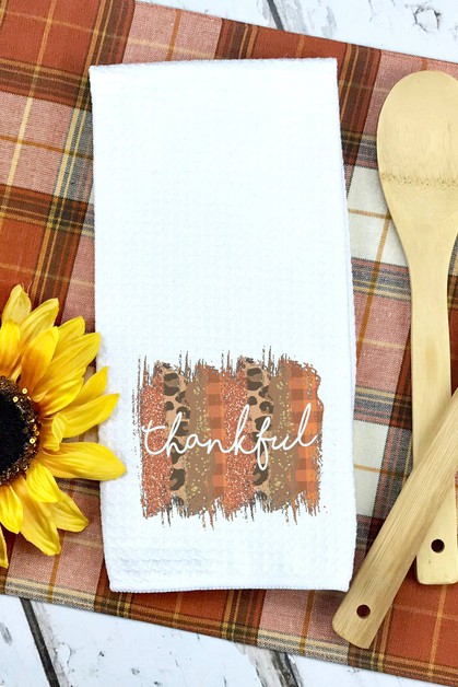 CALI BOUTIQUE, Thankful Brush Strokes Fall Thanksgiving Waffle Weave Towel, 61621t