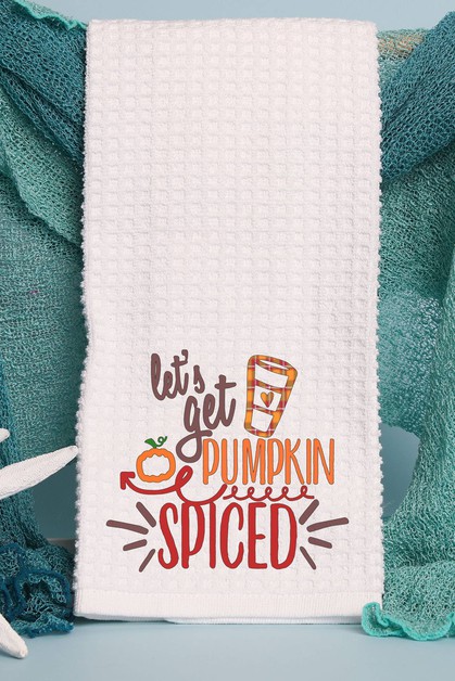 CALI BOUTIQUE, Let`s Get Pumpkin Spiced Fall Graphic Waffle Weave Towel, 54621t