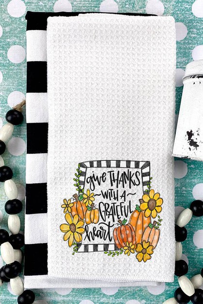 CALI BOUTIQUE, Fall Decor Give Thanks Grateful Heart Pumpkins Towel, 584224t