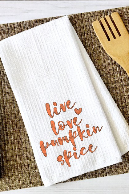 CALI BOUTIQUE, Live Love Pumpkin Spice Fall Waffle Weave Towel, 54821t