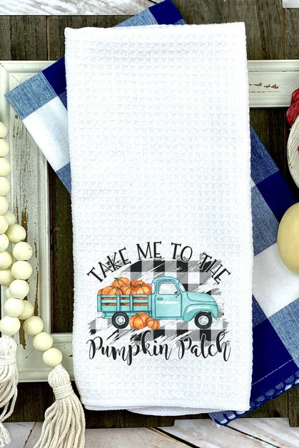 CALI BOUTIQUE, Take me to the Pumpkin Patch Truck Fall Waffle Weave Towel, 65021t