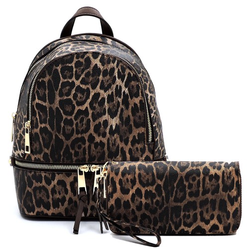 Fashion Bridge, Leopard 2-in-1 Backpack Wallet Set, LE1082W