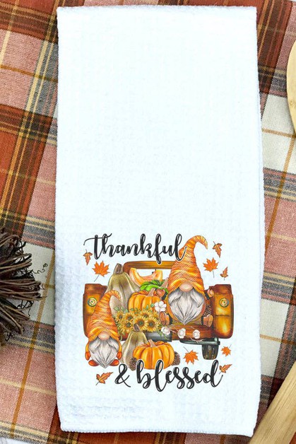 CALI BOUTIQUE, Thanksgiving Decor Thankful Blessed Gnome Hand Towel, 183224t