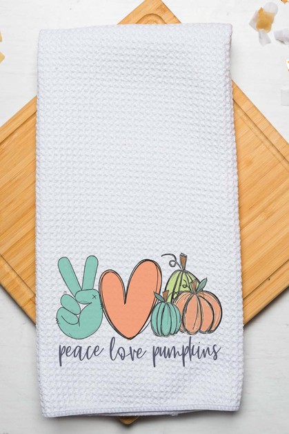 CALI BOUTIQUE, Peace Love Pumpkins Orange Turquoise Fall Graphic Towel, 55221t